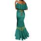 Afro-Jamaicans Tribal Custom Football Mermaid Dress Green Style