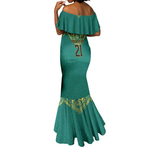 Afro-Jamaicans Tribal Custom Football Mermaid Dress Green Style