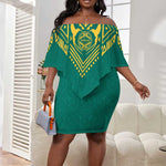 Afro-Jamaicans Tribal Custom Football Off Shoulder Short Dress Green Style