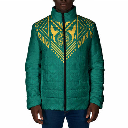 Afro-Jamaicans Tribal Custom Football Padded Jacket Green Style