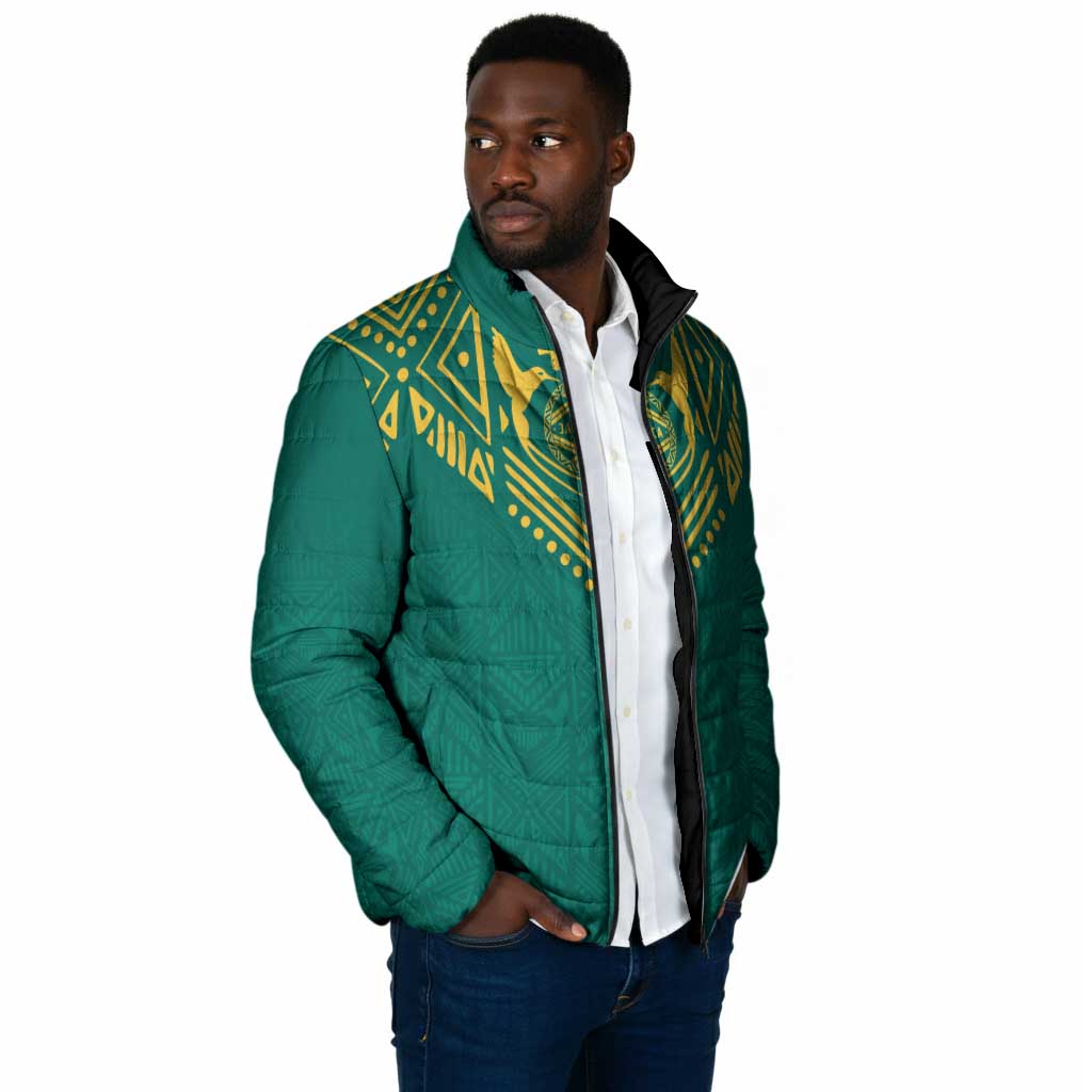 Afro-Jamaicans Tribal Custom Football Padded Jacket Green Style