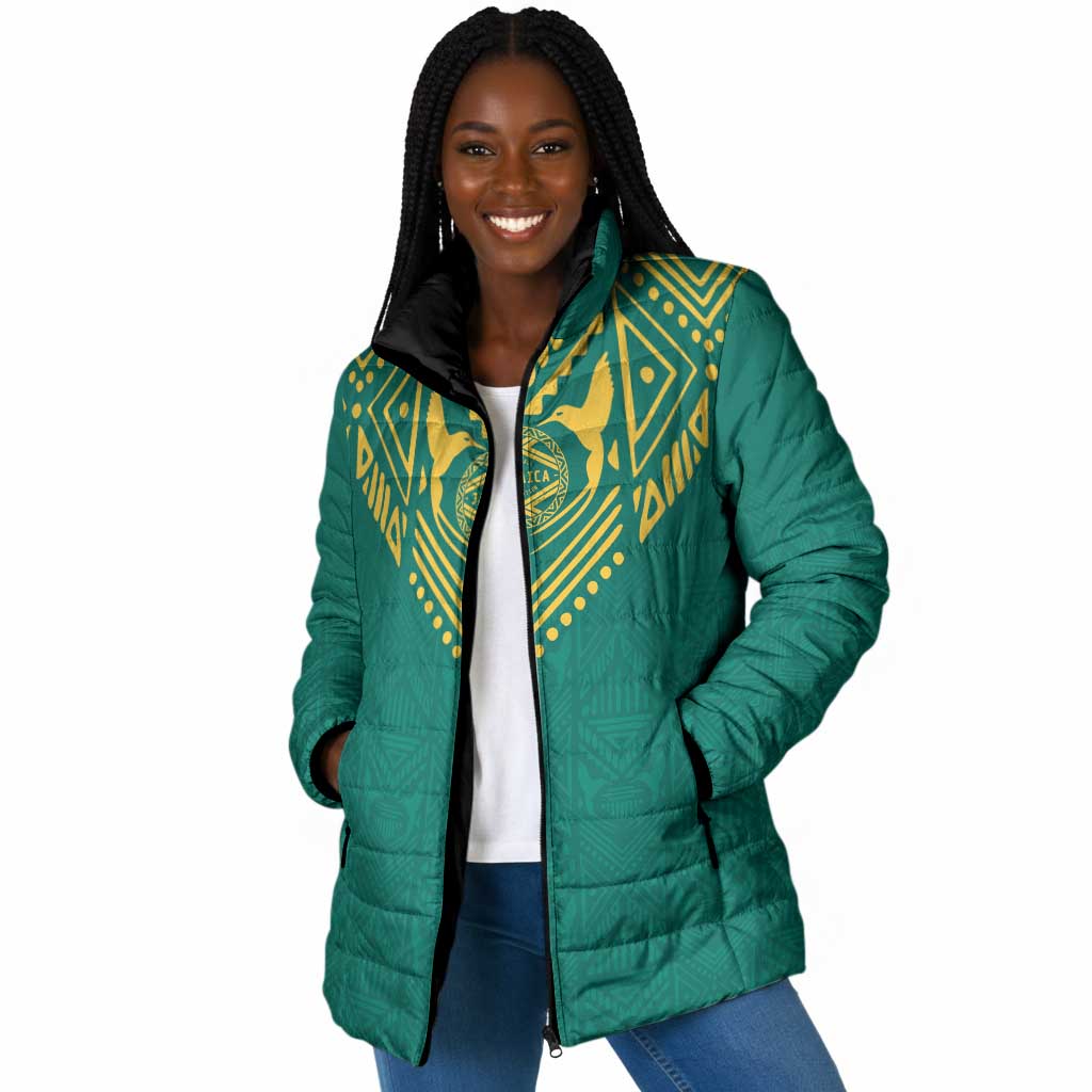 Afro-Jamaicans Tribal Custom Football Padded Jacket Green Style