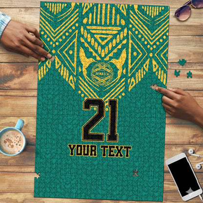 Afro-Jamaicans Tribal Custom Football Puzzle Green Style