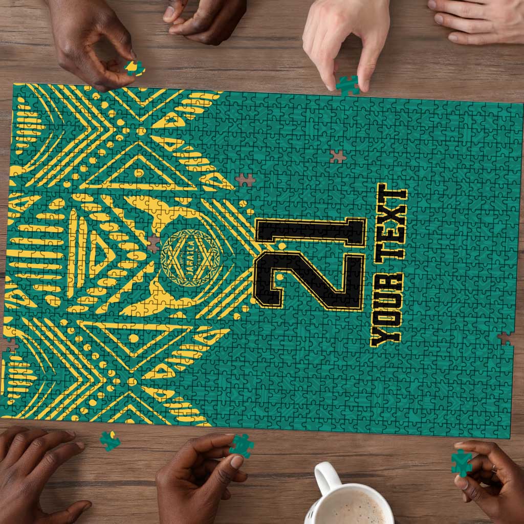 Afro-Jamaicans Tribal Custom Football Puzzle Green Style