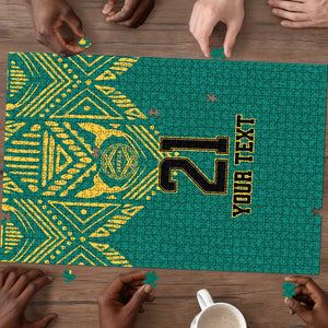 Afro-Jamaicans Tribal Custom Football Puzzle Green Style