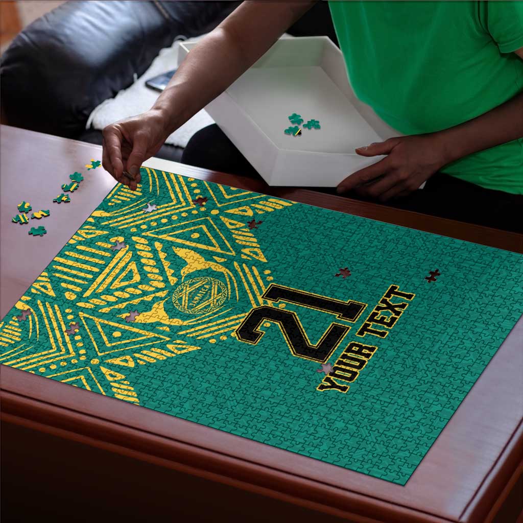 Afro-Jamaicans Tribal Custom Football Puzzle Green Style