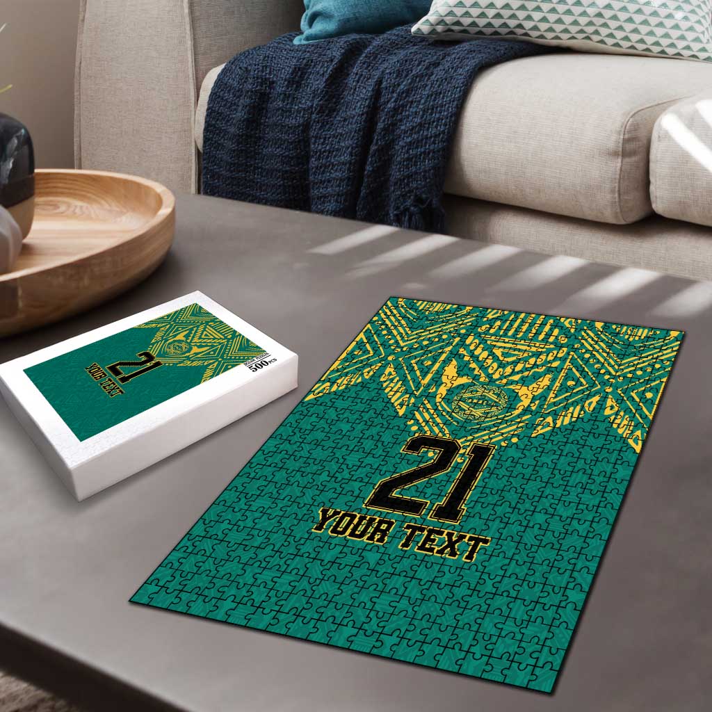 Afro-Jamaicans Tribal Custom Football Puzzle Green Style