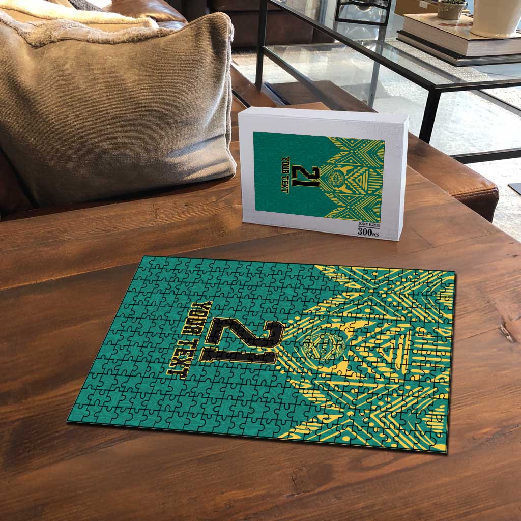 Afro-Jamaicans Tribal Custom Football Puzzle Green Style