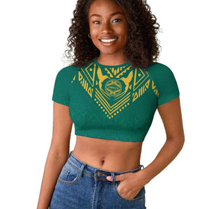 Afro-Jamaicans Tribal Custom Football Raglan Cropped T shirt Green Style