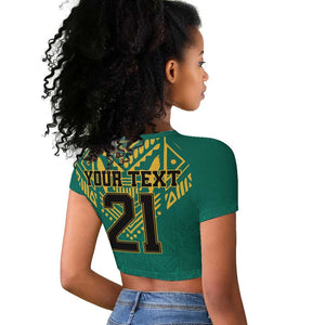 Afro-Jamaicans Tribal Custom Football Raglan Cropped T shirt Green Style