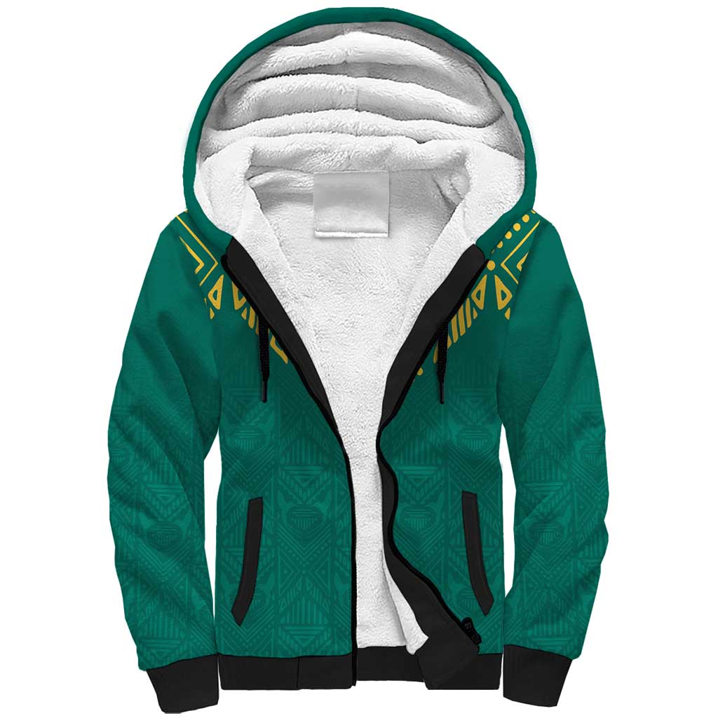 Afro-Jamaicans Tribal Custom Football Sherpa Hoodie Green Style