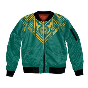 Afro-Jamaicans Tribal Custom Football Sleeve Zip Bomber Jacket Green Style