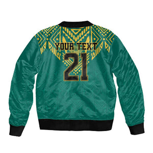 Afro-Jamaicans Tribal Custom Football Sleeve Zip Bomber Jacket Green Style