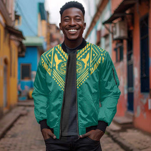 Afro-Jamaicans Tribal Custom Football Sleeve Zip Bomber Jacket Green Style