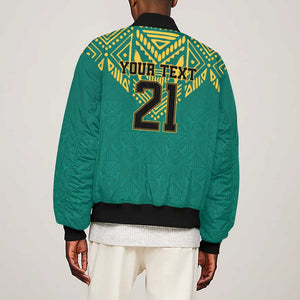 Afro-Jamaicans Tribal Custom Football Sleeve Zip Bomber Jacket Green Style