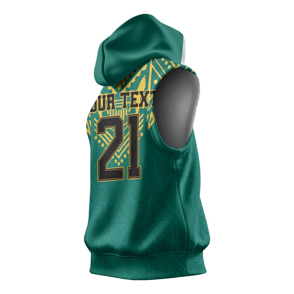 Afro-Jamaicans Tribal Custom Football Sleeveless Hoodie Green Style - African Pride