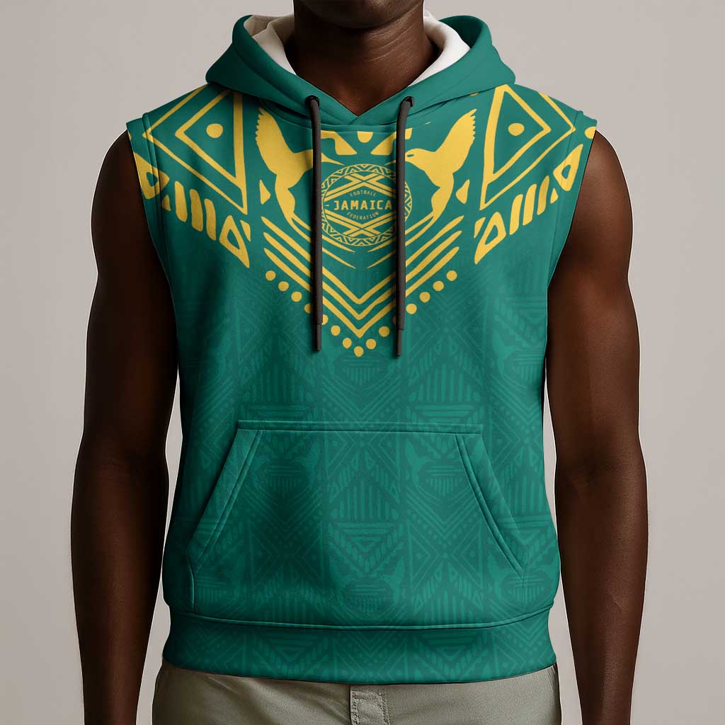 Afro-Jamaicans Tribal Custom Football Sleeveless Hoodie Green Style - African Pride