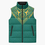 Afro-Jamaicans Tribal Custom Football Sleeveless Puffer Jacket Green Style