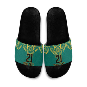Afro-Jamaicans Tribal Custom Football Slide Sandals Green Style