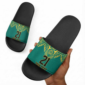 Afro-Jamaicans Tribal Custom Football Slide Sandals Green Style