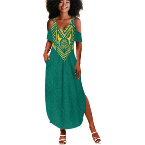 Afro-Jamaicans Tribal Custom Football Summer Maxi Dress Green Style