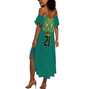 Afro-Jamaicans Tribal Custom Football Summer Maxi Dress Green Style