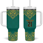 Afro-Jamaicans Tribal Custom Football Tumbler With Handle Green Style
