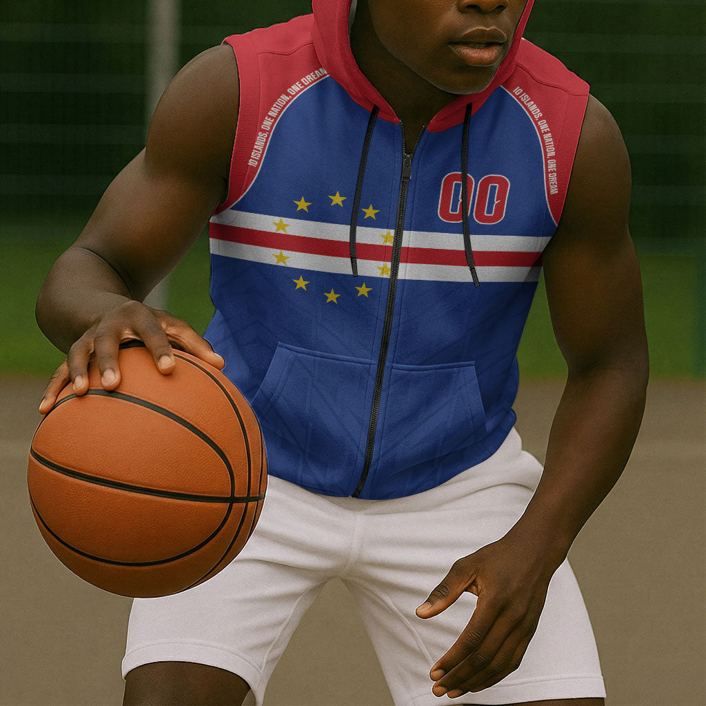 Cape Verde Atlantic Stars Custom Sleeveless Zip Hoodie Football 2026 Supporter