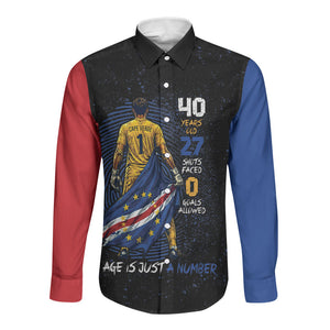 Cape Verde Goalkeeper Personalized Long Sleeve Button Shirt 40 Years Old 27 Shots Zero Goals Vintage