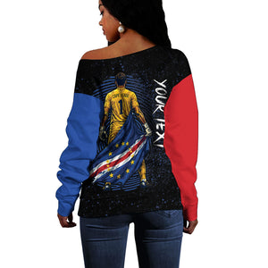 Cape Verde Goalkeeper Personalized Off Shoulder Sweater 40 Years Old 27 Shots Zero Goals Vintage