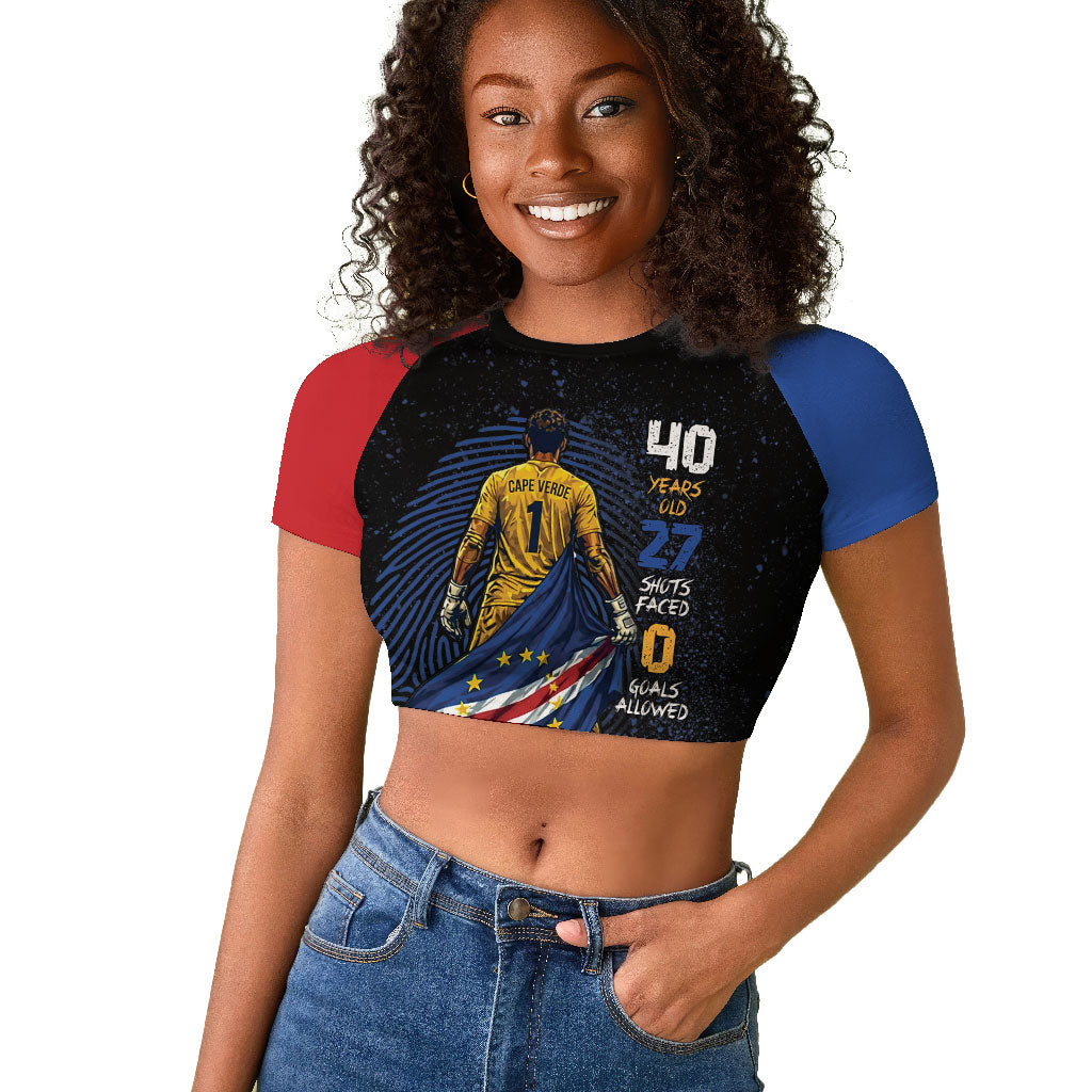 Cape Verde Goalkeeper Personalized Raglan Cropped T shirt 40 Years Old 27 Shots Zero Goals Vintage
