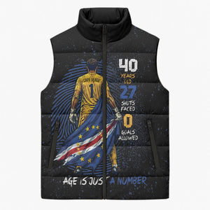 Cape Verde Goalkeeper Personalized Sleeveless Puffer Jacket 40 Years Old 27 Shots Zero Goals Vintage