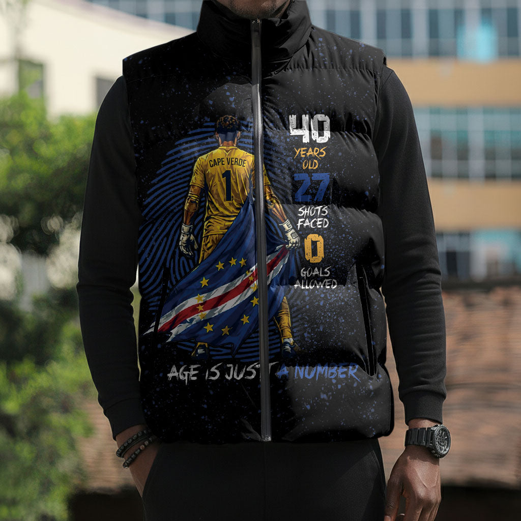 Cape Verde Goalkeeper Personalized Sleeveless Puffer Jacket 40 Years Old 27 Shots Zero Goals Vintage