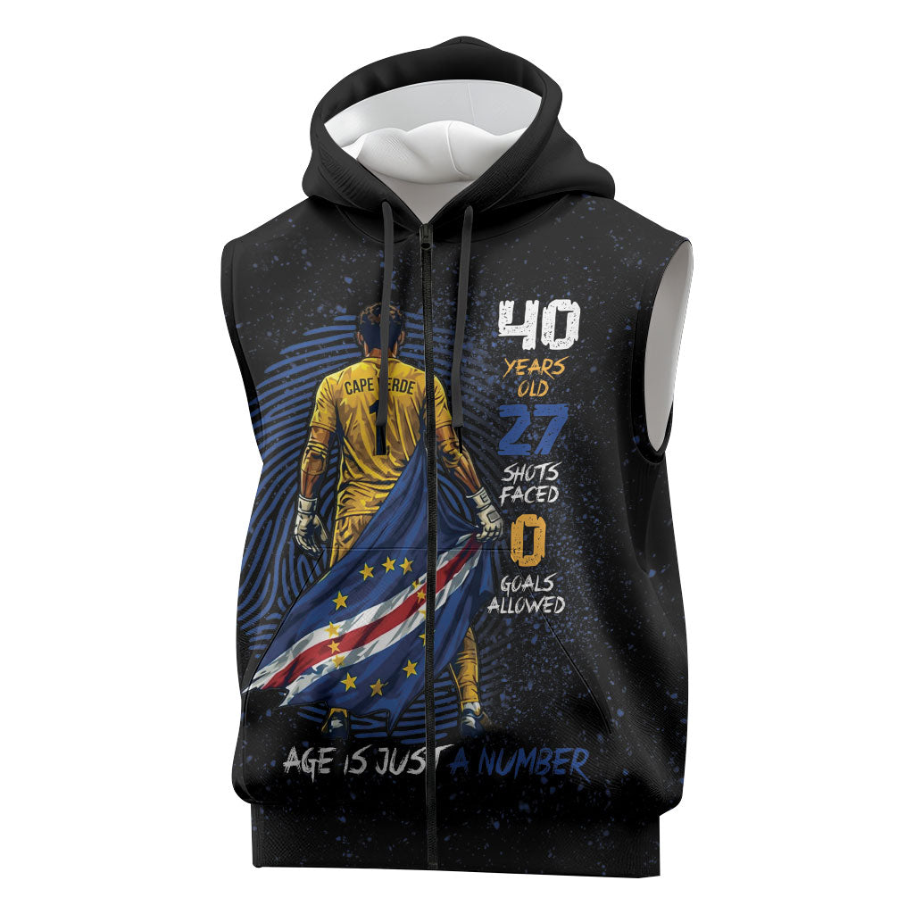 Cape Verde Goalkeeper Personalized Sleeveless Zip Hoodie 40 Years Old 27 Shots Zero Goals Vintage
