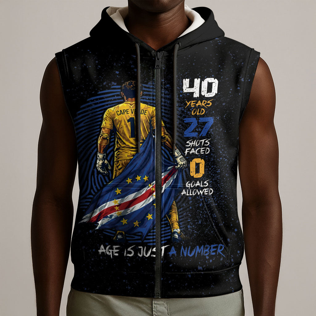 Cape Verde Goalkeeper Personalized Sleeveless Zip Hoodie 40 Years Old 27 Shots Zero Goals Vintage