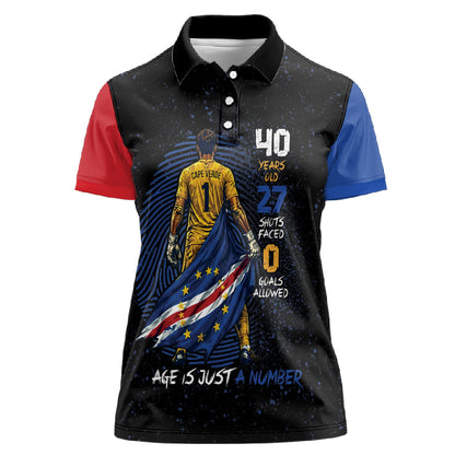 Cape Verde Goalkeeper Personalized Women Polo Shirt 40 Years Old 27 Shots Zero Goals Vintage