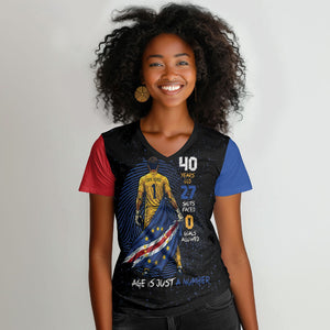 Cape Verde Goalkeeper Personalized Women V-Neck T-Shirt 40 Years Old 27 Shots Zero Goals Vintage