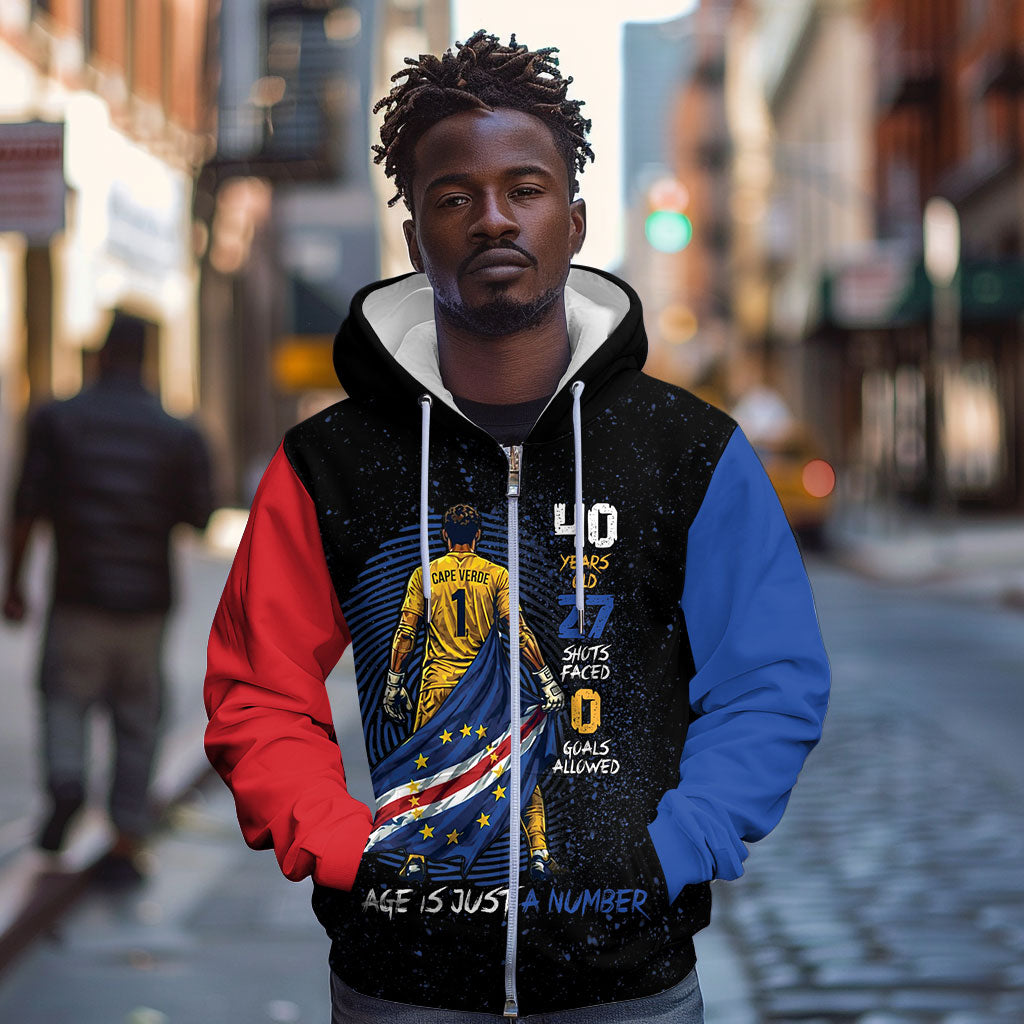 Cape Verde Goalkeeper Personalized Zip Hoodie 40 Years Old 27 Shots Zero Goals Vintage