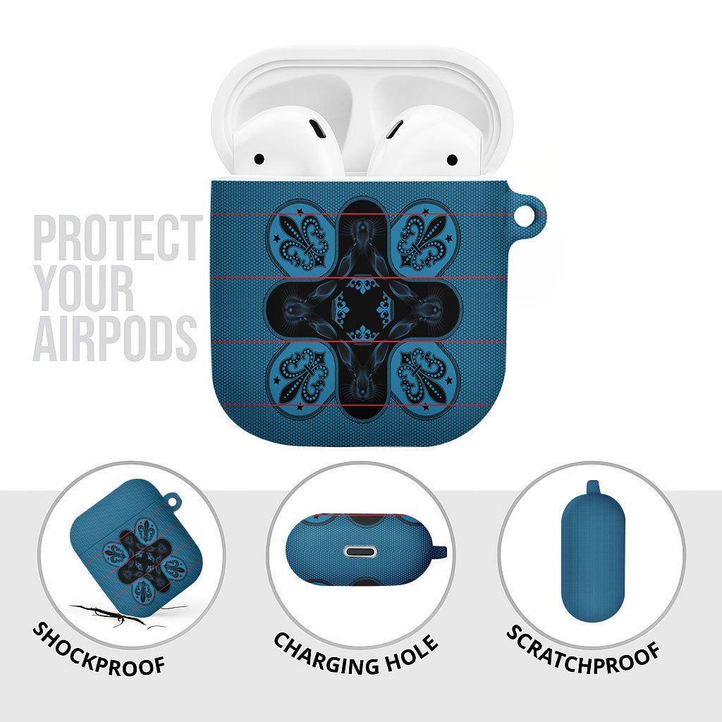 Bafokeng Rabbit Crown Palesa ea kharanium AirPods Case Blue Seanamarena Basotho Blanket Inspired