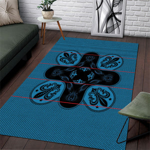 Bafokeng Rabbit Crown Palesa ea kharanium Area Rug Blue Seanamarena Basotho Blanket Inspired