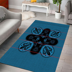 Bafokeng Rabbit Crown Palesa ea kharanium Area Rug Blue Seanamarena Basotho Blanket Inspired