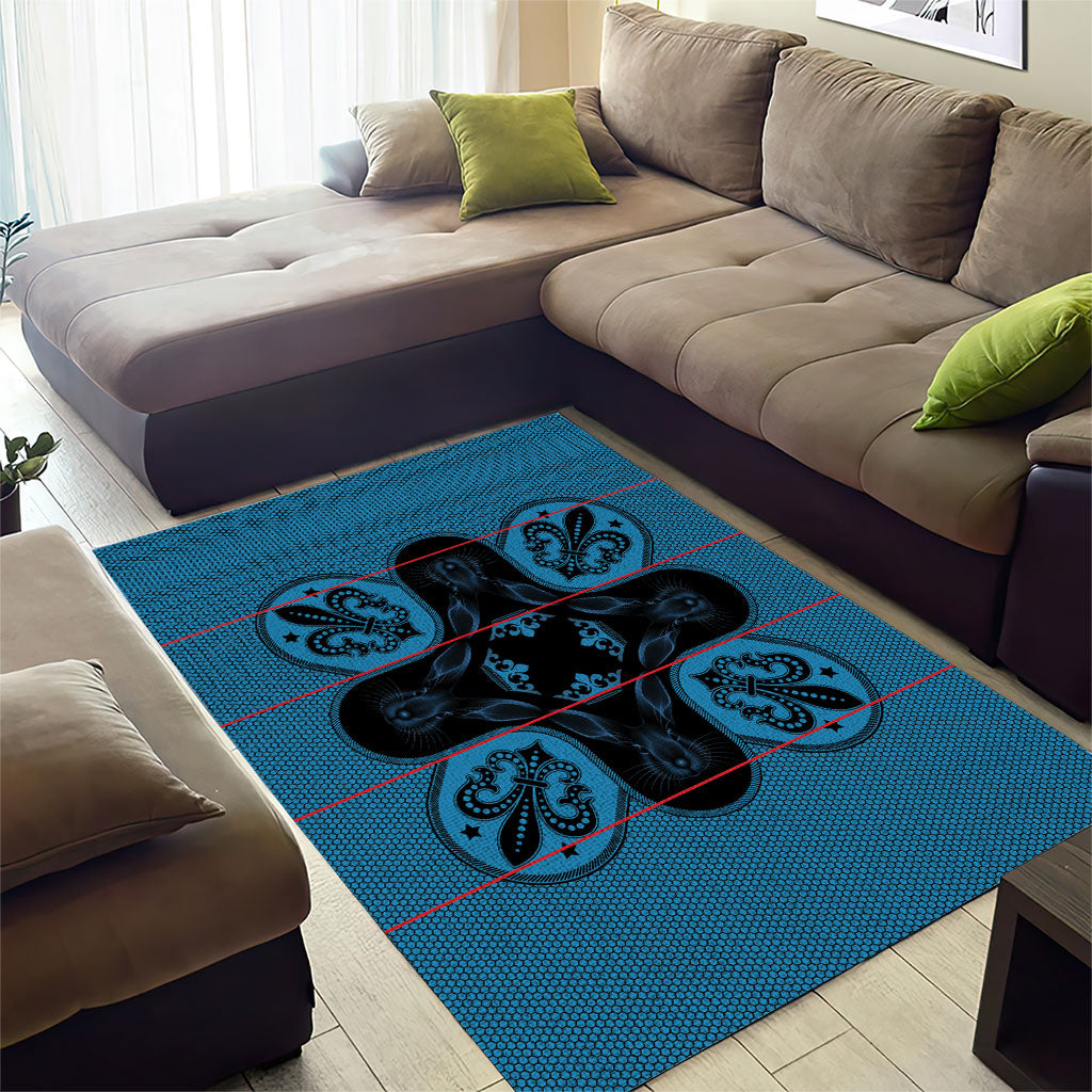 Bafokeng Rabbit Crown Palesa ea kharanium Area Rug Blue Seanamarena Basotho Blanket Inspired