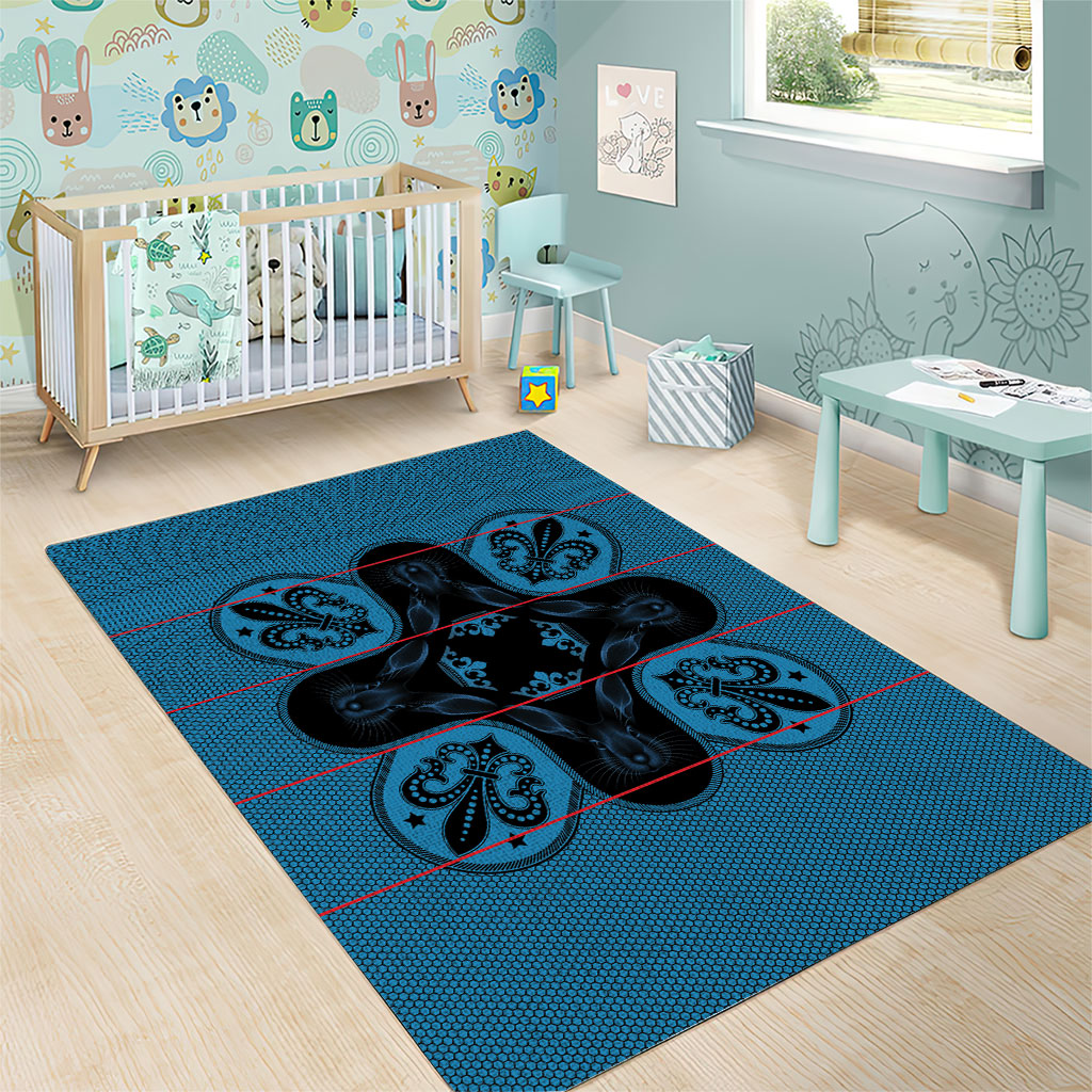 Bafokeng Rabbit Crown Palesa ea kharanium Area Rug Blue Seanamarena Basotho Blanket Inspired