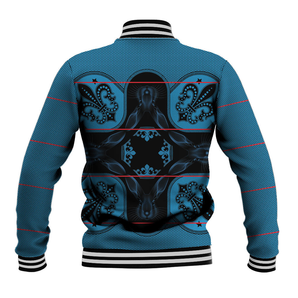 Bafokeng Rabbit Crown Palesa ea kharanium Baseball Jacket Blue Seanamarena Basotho Blanket Inspired