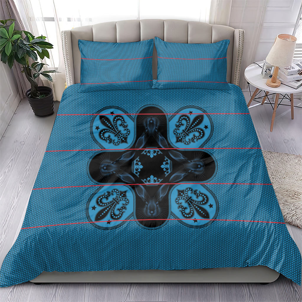 Bafokeng Rabbit Crown Palesa ea kharanium Bedding Set Blue Seanamarena Basotho Blanket Inspired