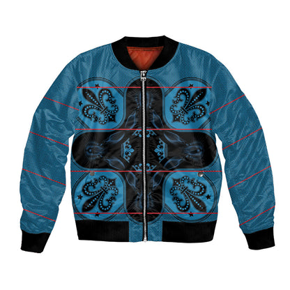 Bafokeng Rabbit Crown Palesa ea kharanium Bomber Jacket Blue Seanamarena Basotho Blanket Inspired