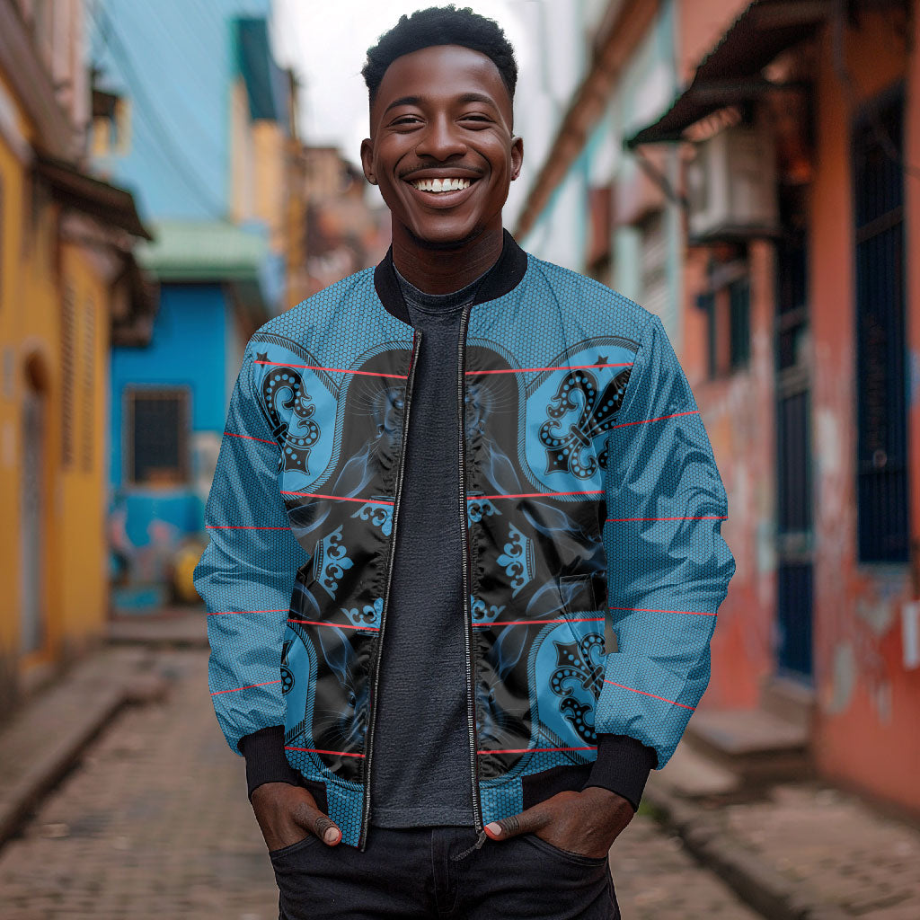 Bafokeng Rabbit Crown Palesa ea kharanium Bomber Jacket Blue Seanamarena Basotho Blanket Inspired