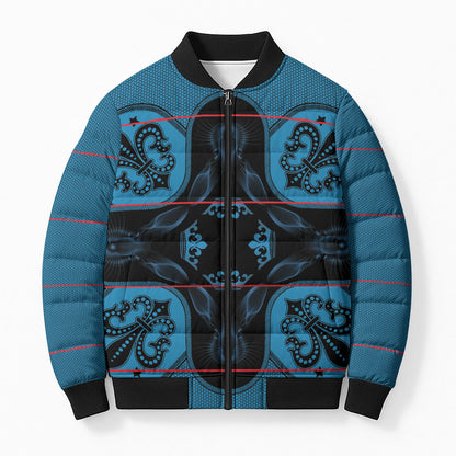 Bafokeng Rabbit Crown Palesa ea kharanium Bomber Puffer Jacket Blue Seanamarena Basotho Blanket Inspired