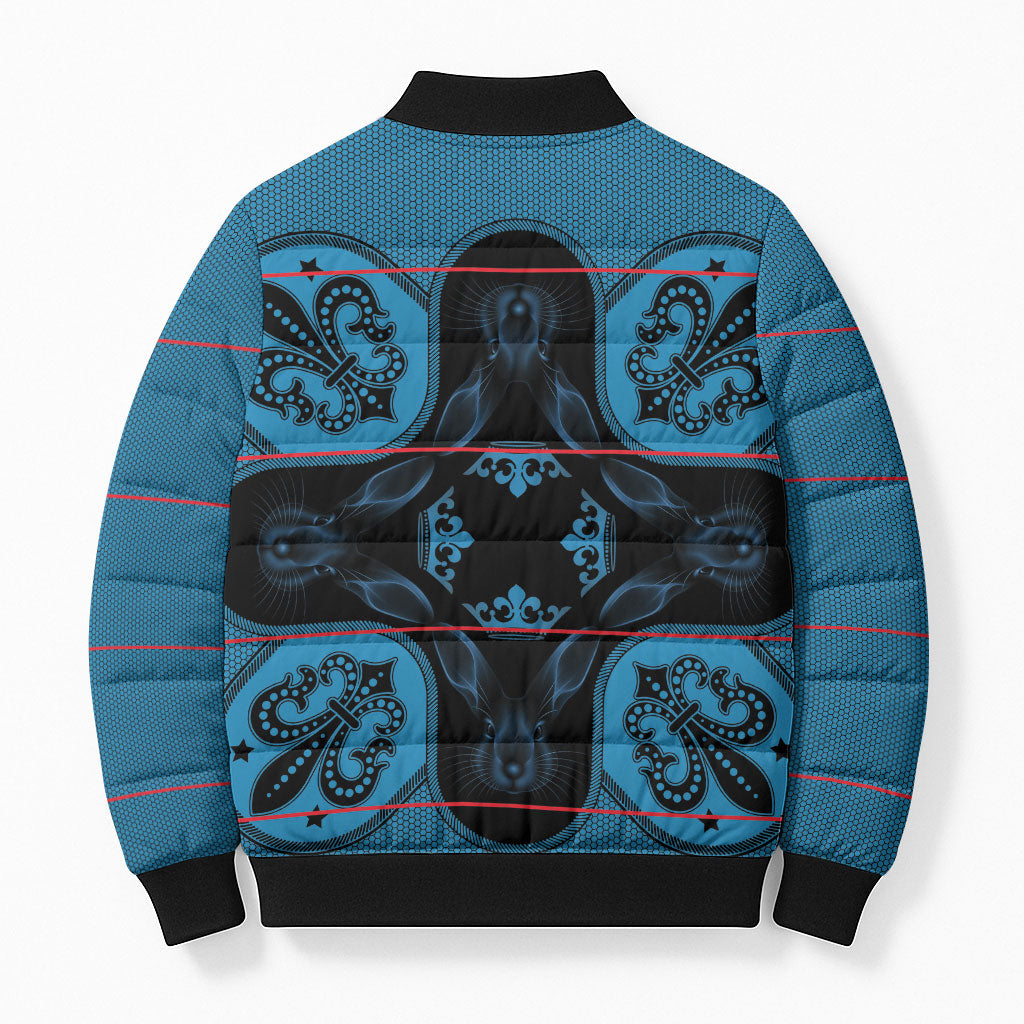 Bafokeng Rabbit Crown Palesa ea kharanium Bomber Puffer Jacket Blue Seanamarena Basotho Blanket Inspired