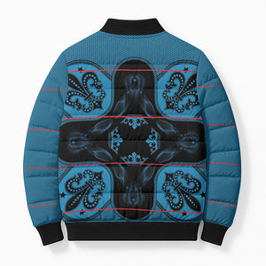 Bafokeng Rabbit Crown Palesa ea kharanium Bomber Puffer Jacket Blue Seanamarena Basotho Blanket Inspired
